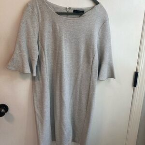 Tahari Gray Sheath Dress Knee-Length Bell Sleeve